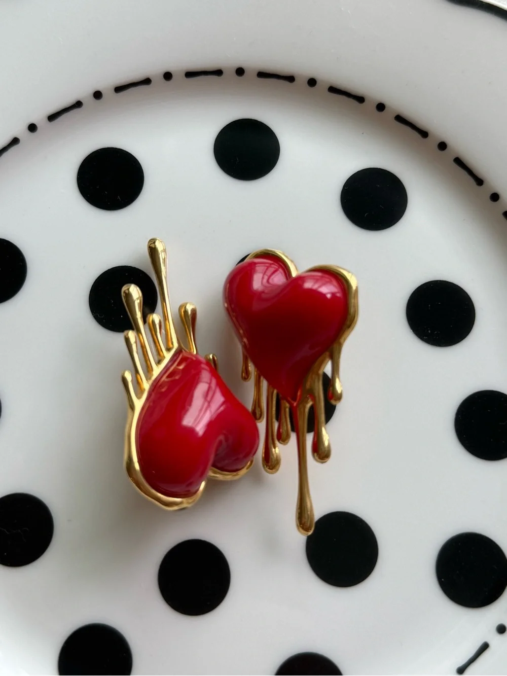 Red Dripping Heart Accent Pair - Home Accents